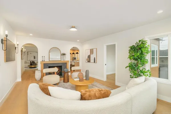 a living room with furniture