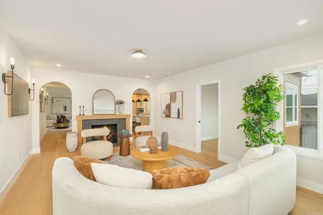 a living room with furniture