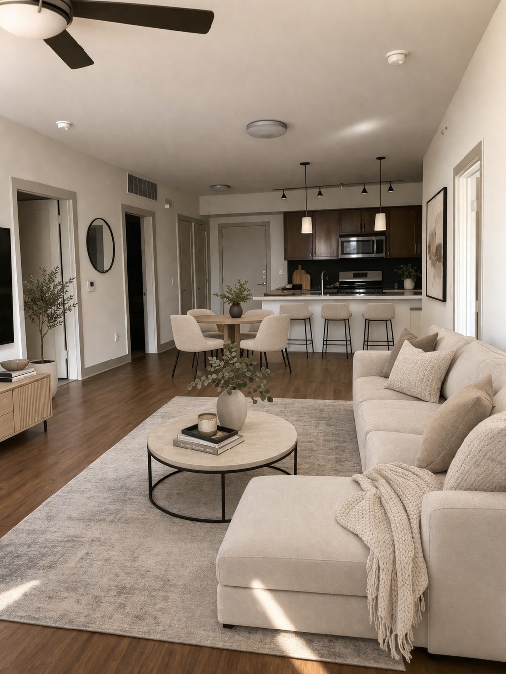 3016 Guadalupe Street, Unit 203 Austin, TX 78705 - Photo 2 of 16 a living room with furniture and a flat screen tv