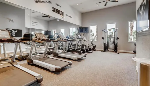 a view of a room with gym equipment