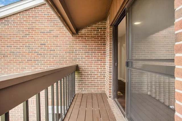 a view of wooden balcony