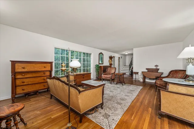 a living room with furniture