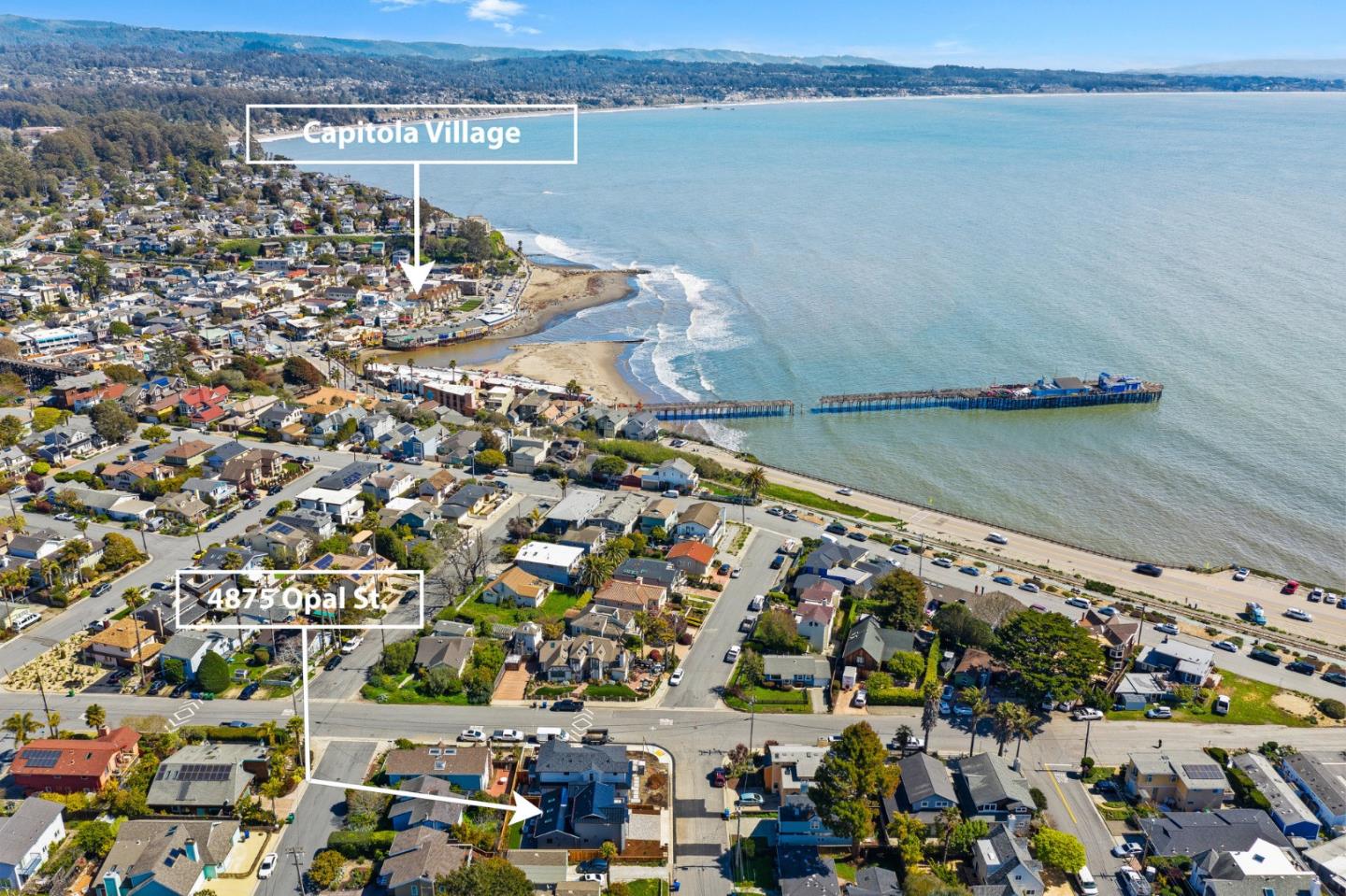 a view of a city and ocean view