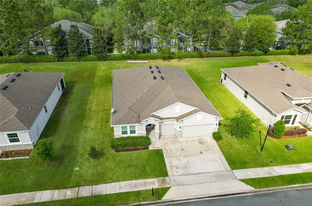 an aerial view of a house