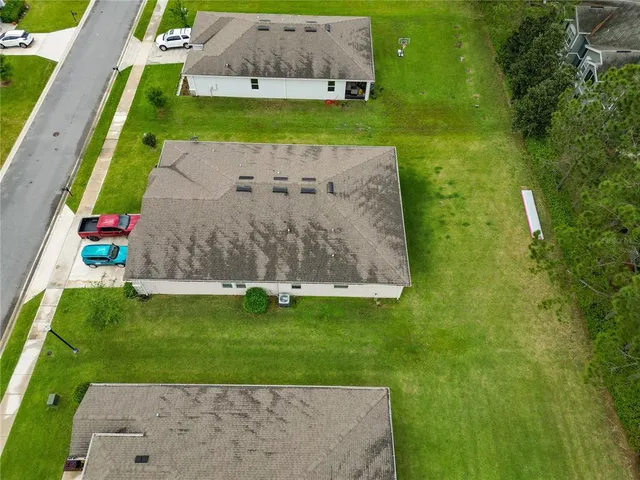 an aerial view of a house
