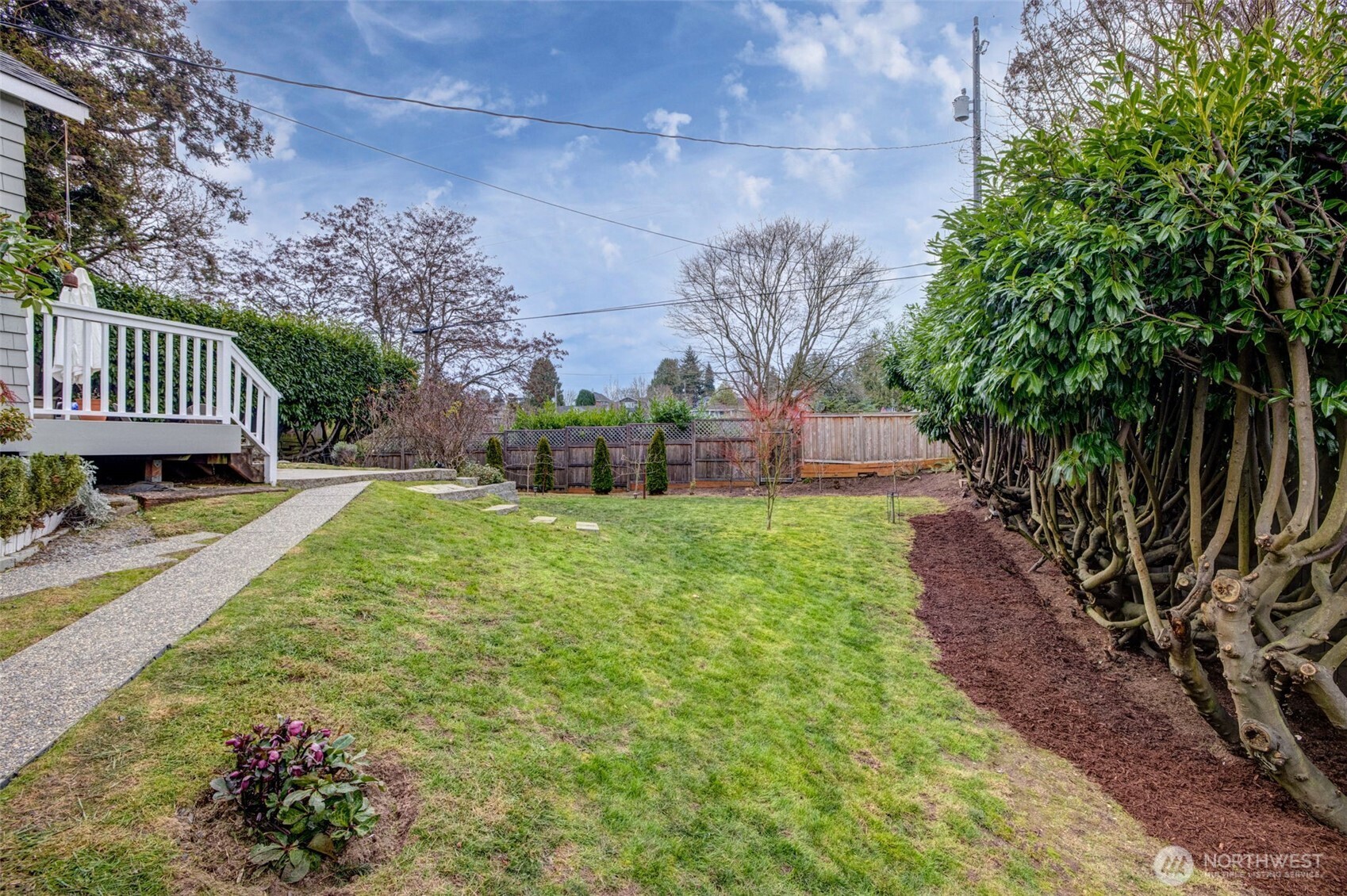 2726 50th Avenue Southwest Seattle, WA 98116 - Photo 37 of 40 a view of a garden with plants and large trees