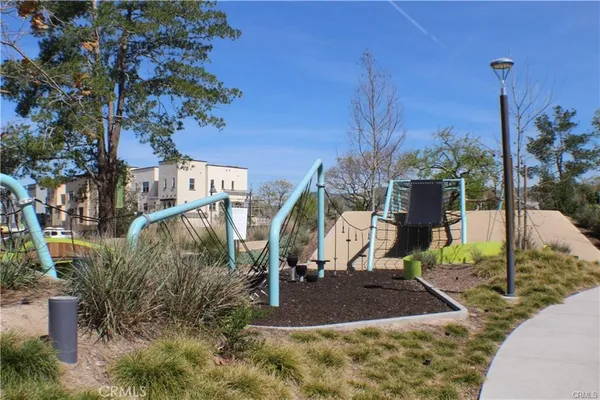 a view of a park with slide