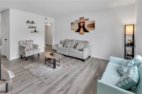 a living room with furniture