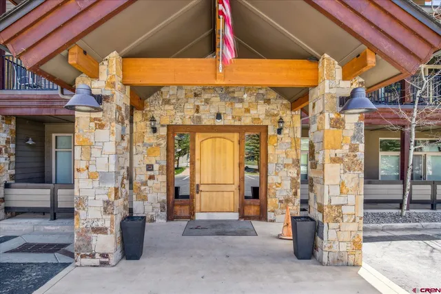 a front view of a building with a entryway