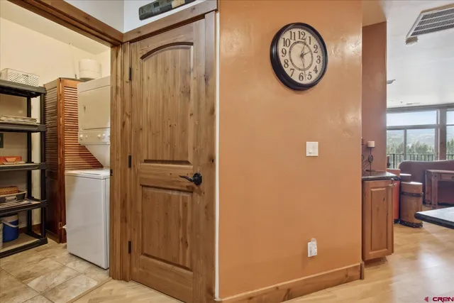 a view of a hallway with elevator