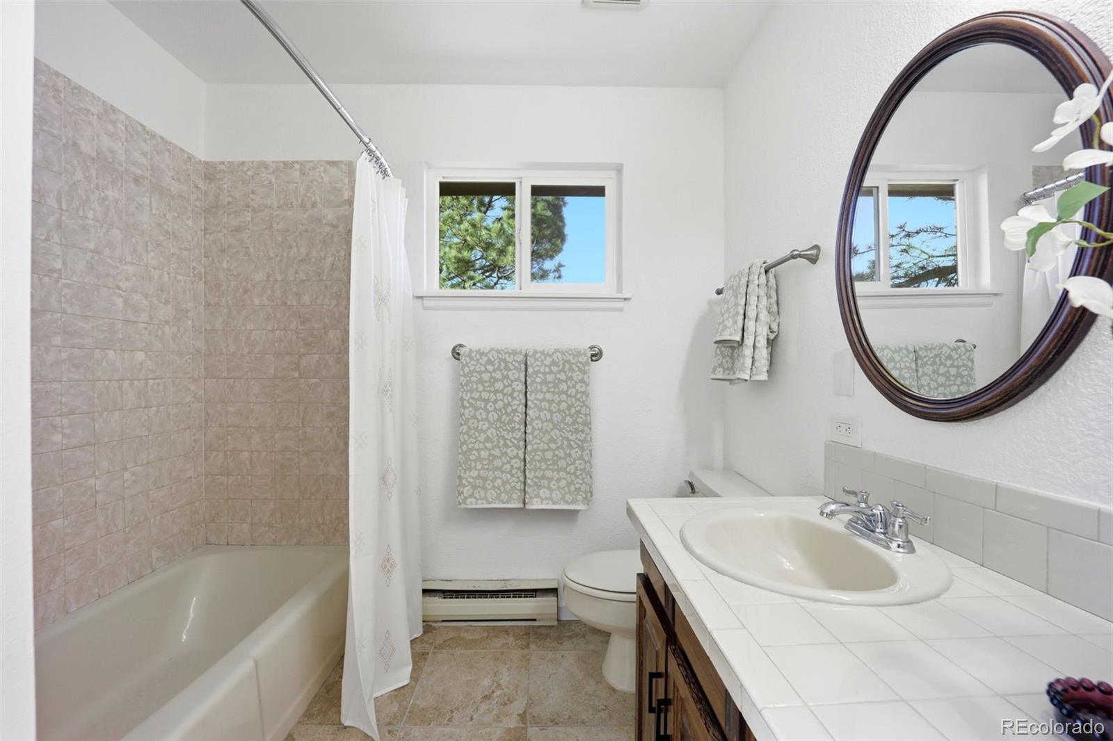 9212 East Tanglewood Road Franktown, CO 80116 - Photo 42 of 50 a bathroom with a sink and a mirror