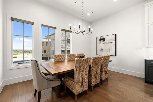 a view of a kitchen cabinets and wooden floor