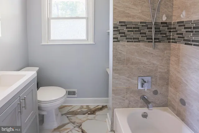 a bathroom with a toilet and a bathtub