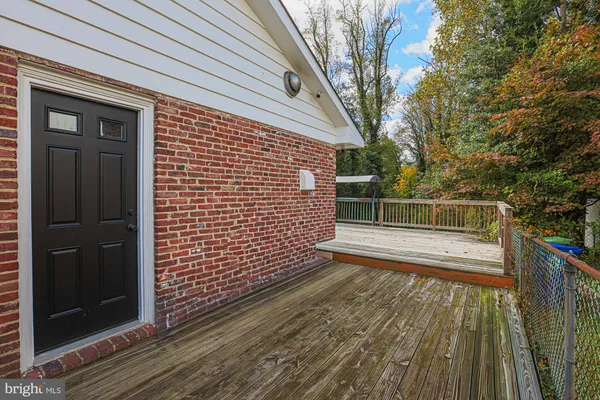 a view of wooden balcony