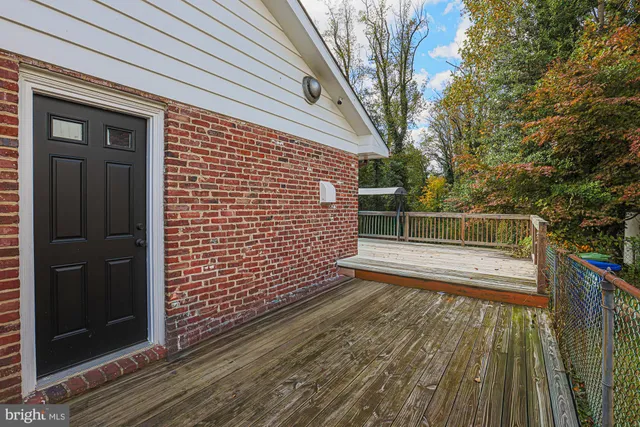 a view of wooden balcony