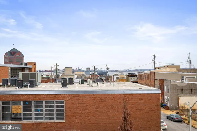 a terrace with a city view