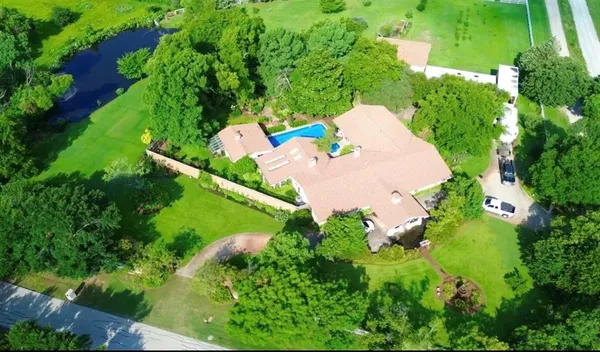 an aerial view of a house
