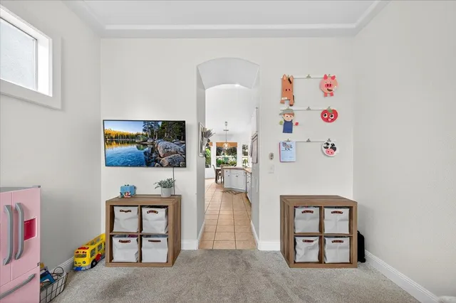 a living room with furniture