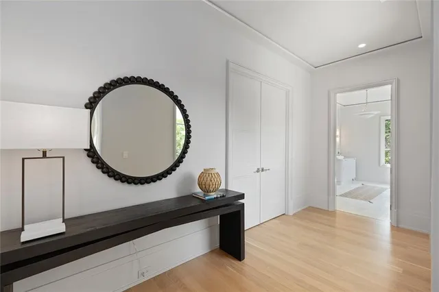 a bathroom with a shower sink and mirror