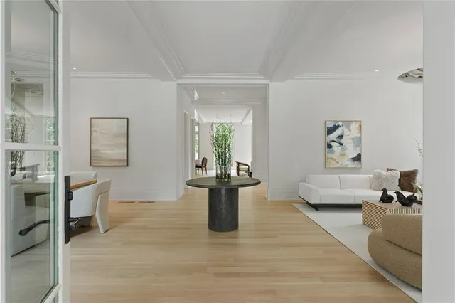 a living room with furniture and a couch