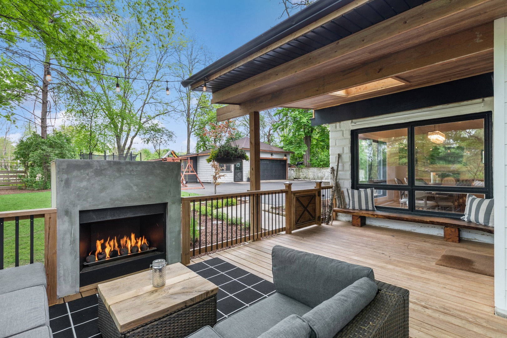 112 Beachway Drive Fox River Grove, IL 60021 - Photo 36 of 37 a outdoor living space with patio furniture and a fireplace