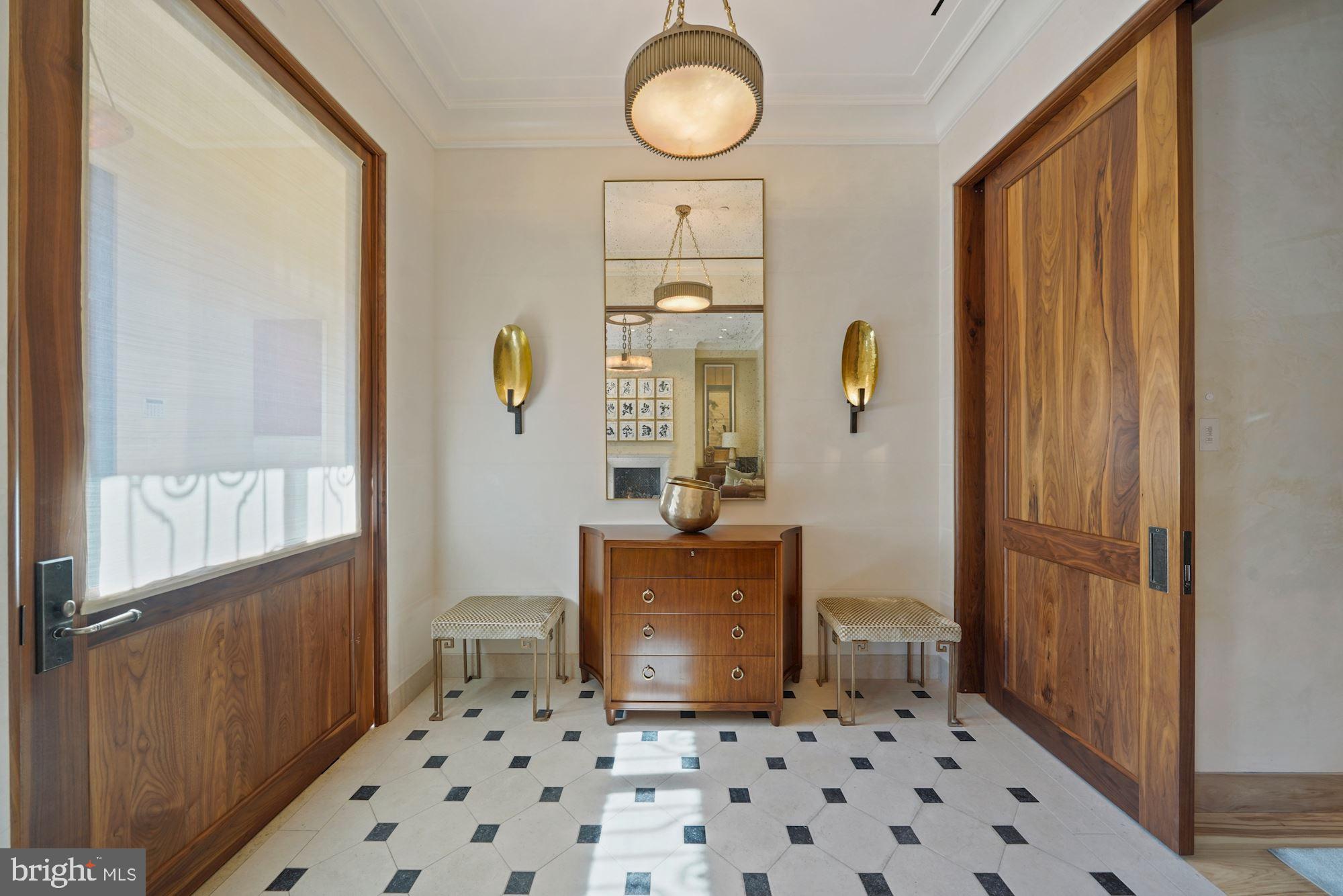 1711 S Street Northwest Washington, DC 20009 - Photo 4 of 50 Foyer w/Walnut Doors and custom mosaic tile