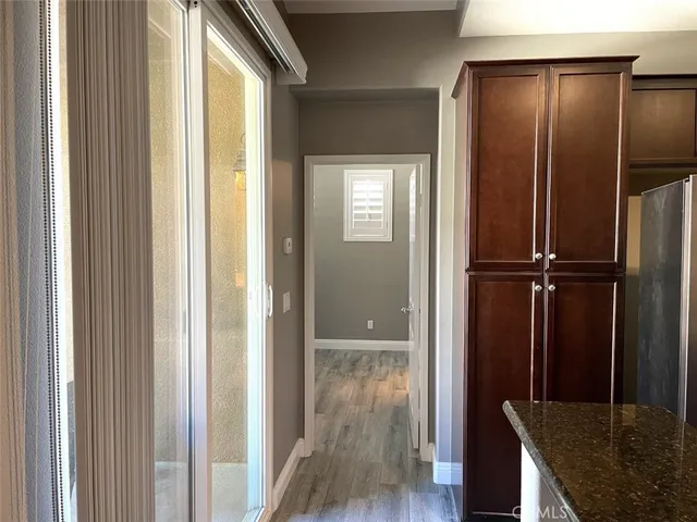 a view of elevator with hallway