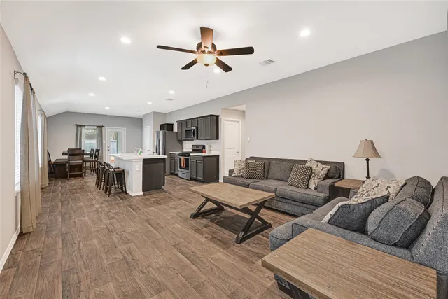 a living room with furniture