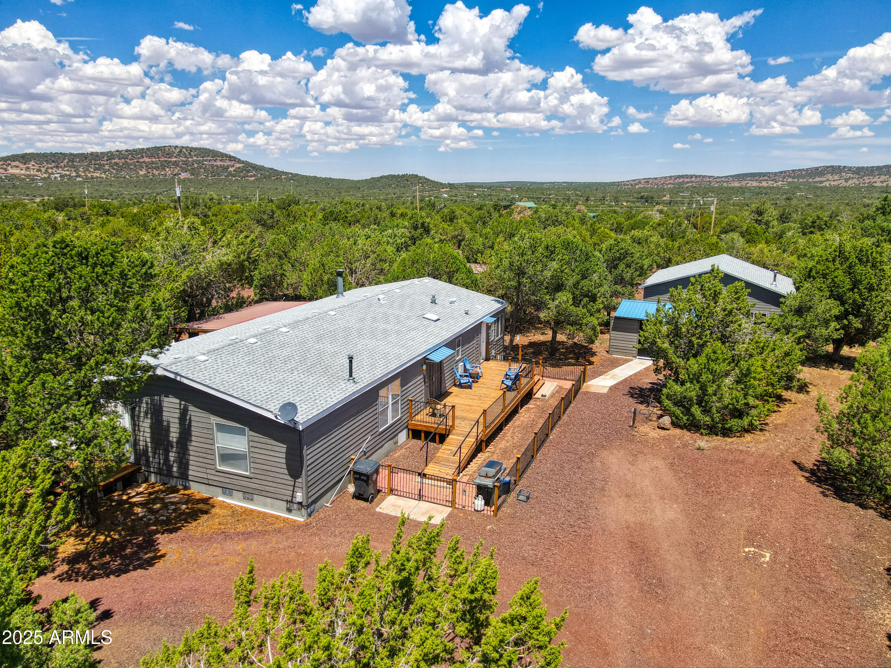 an aerial view of a house