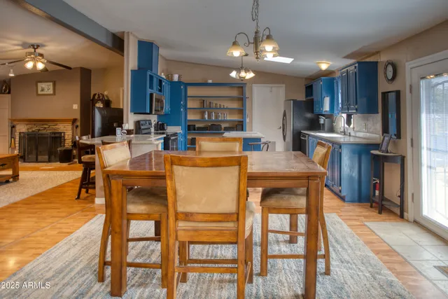 a bedroom with a bed and a mirror