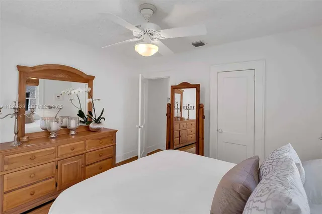 a bedroom with a bed and a dresser