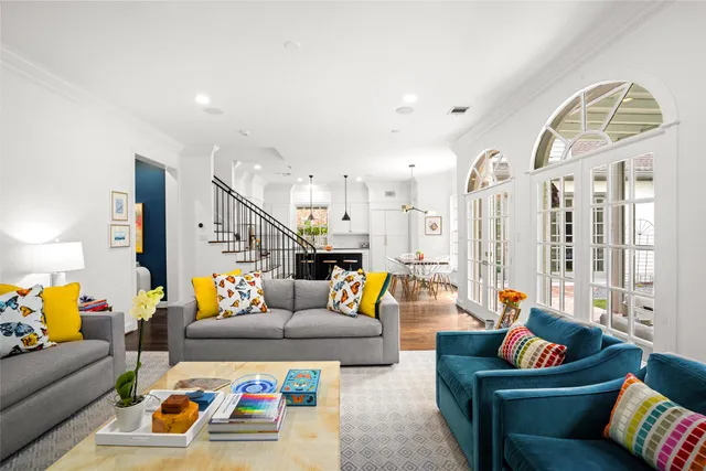 a living room with furniture and a couch