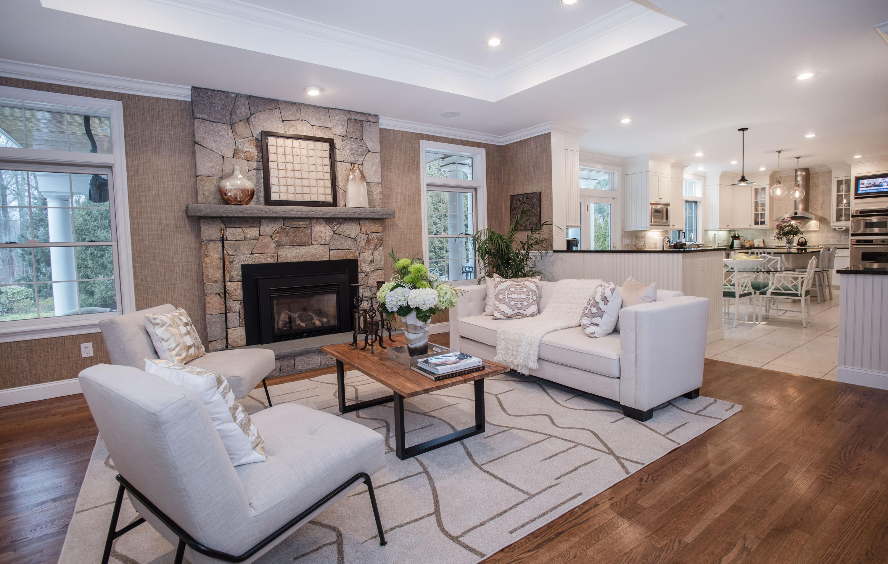 72 Conrad Road New Canaan, CT 06840 - Photo 5 of 35 Living Room open to Kitchen