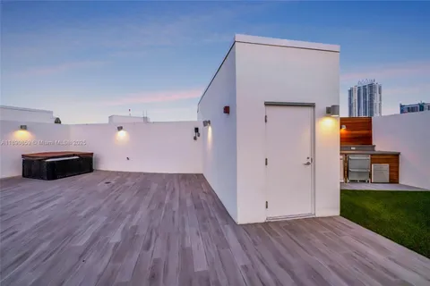 a view of a terrace with a lake view