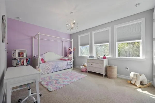 a view of a park with swings