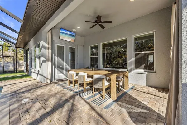 a aerial view of a house with a yard