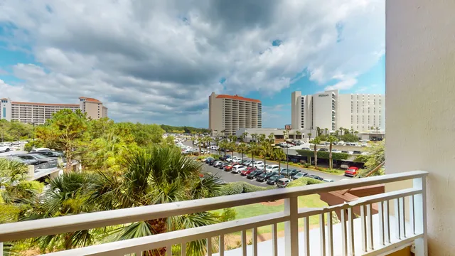 a view of a city from a balcony