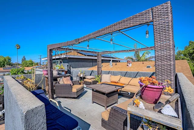 a outdoor living space with furniture and outdoor view