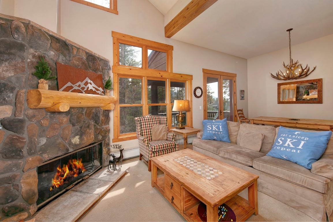 28 Trappers Crossing Trail, Unit 8760 Keystone, CO 80435 - Photo 7 of 37 a living room with furniture and a fireplace