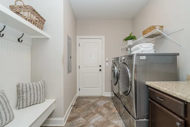 a utility room with a washer and dryer