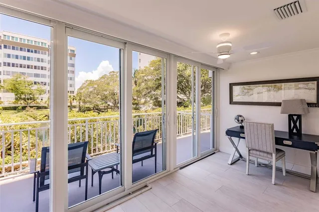 a view of entryway and workspace