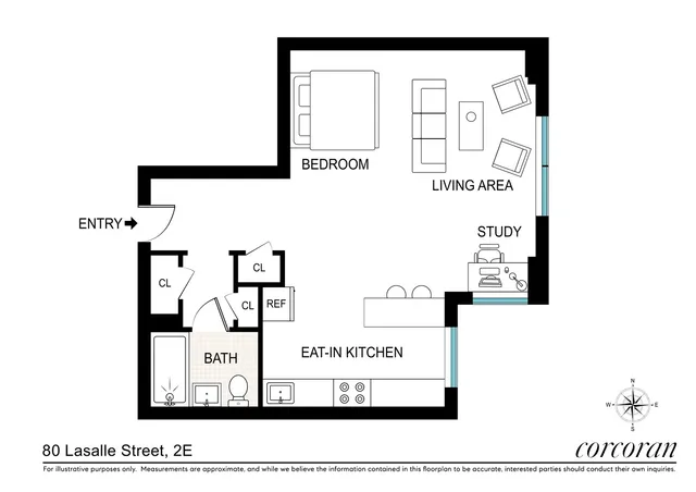 a living room with furniture and windows
