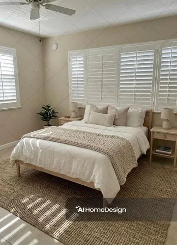 a view of a room with windows