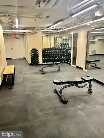 a view of a room with gym equipment