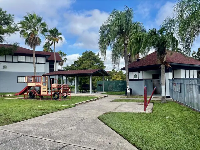 a view of a park and a yard