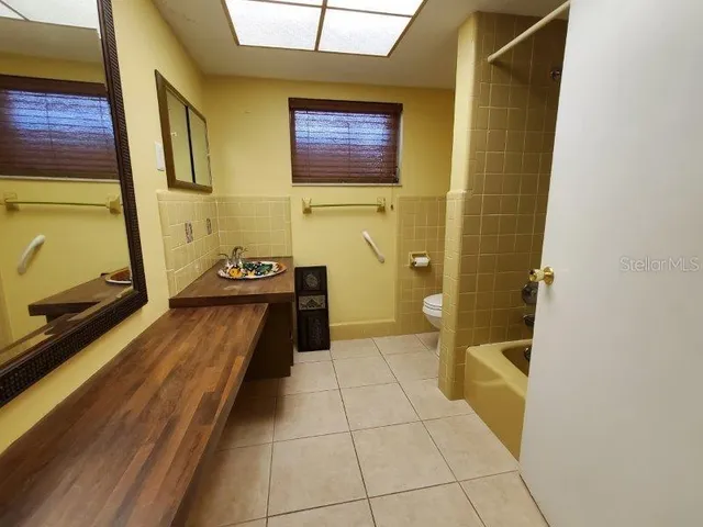 a bathroom with a tub