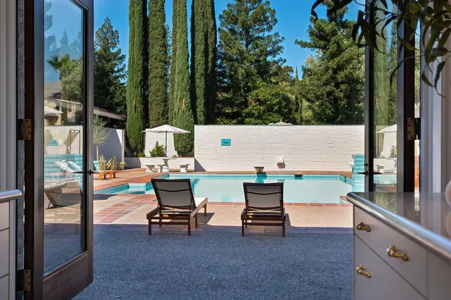 a view of a lake with mountains in the background