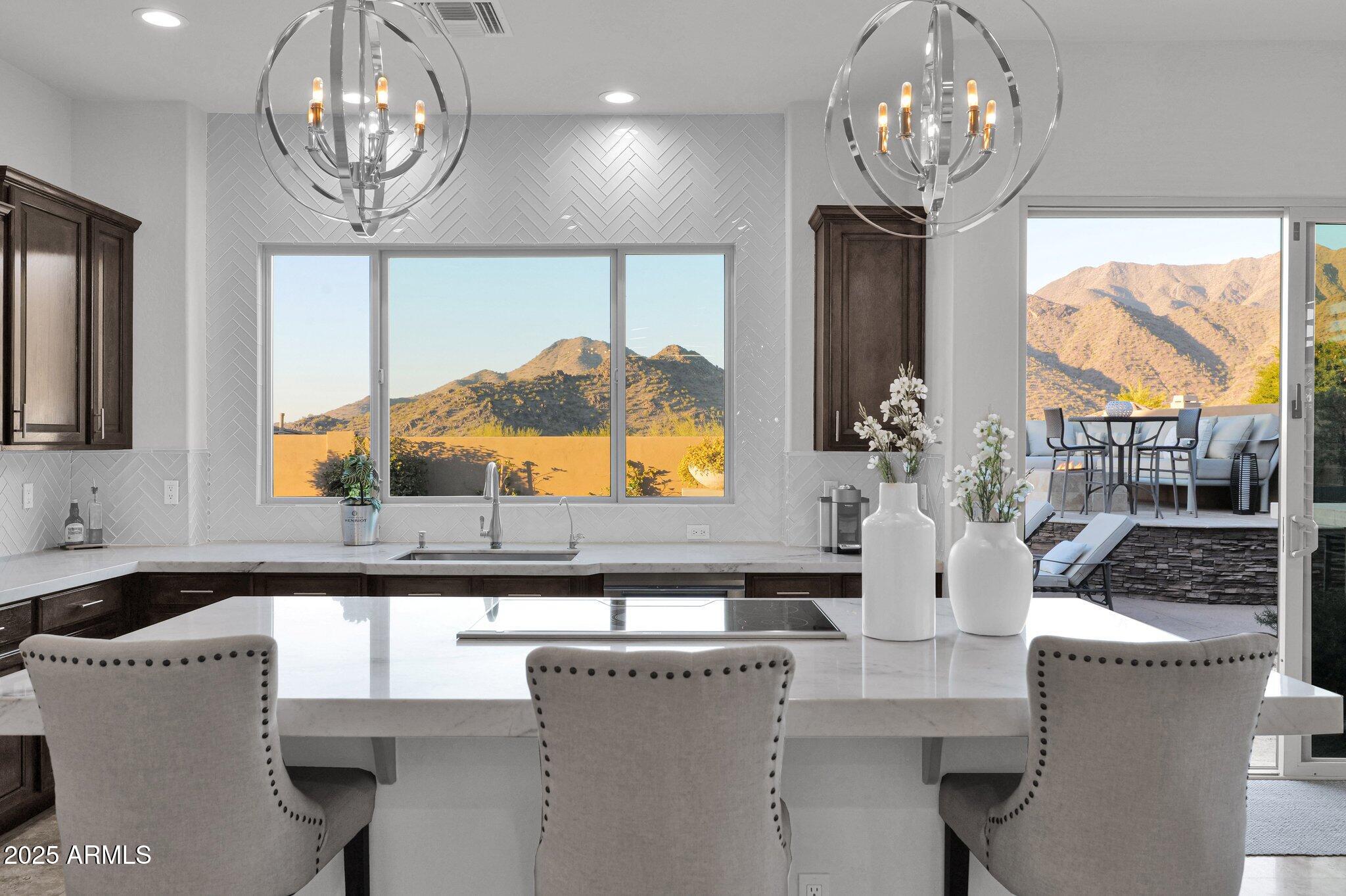 Stunning kitchen with mountain views