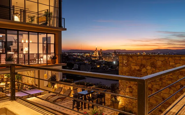 a view of city from a balcony