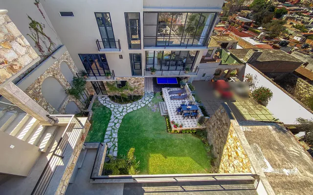 an aerial view of a house